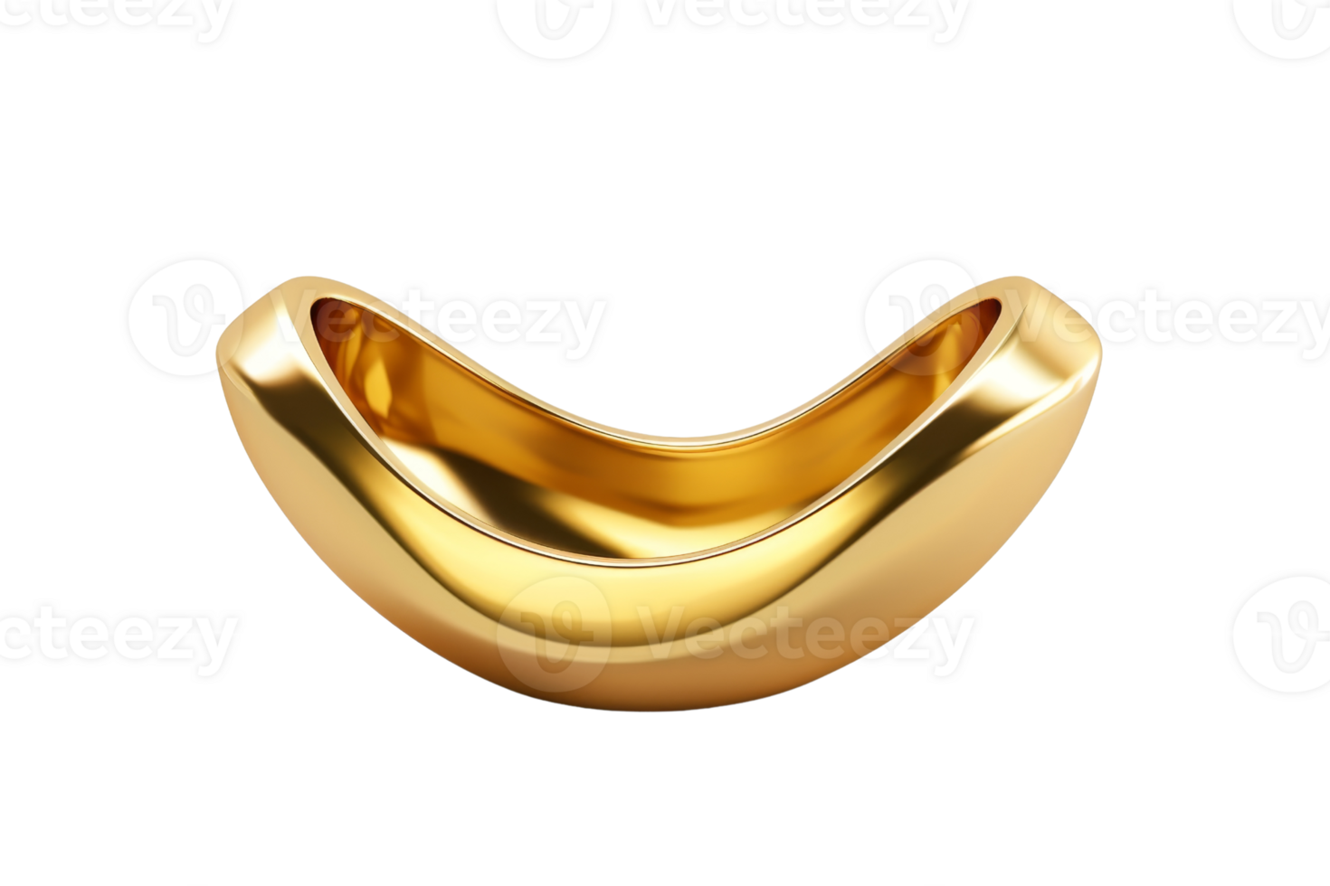 3D rendering of a gold banana on a black background. png