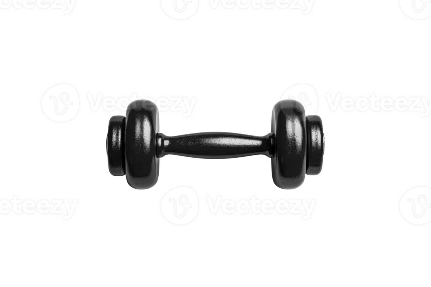 Black dumbbell isolated on a transparent background. perfect for fitness, exercise, and weight training projects. High-quality stock photo. png