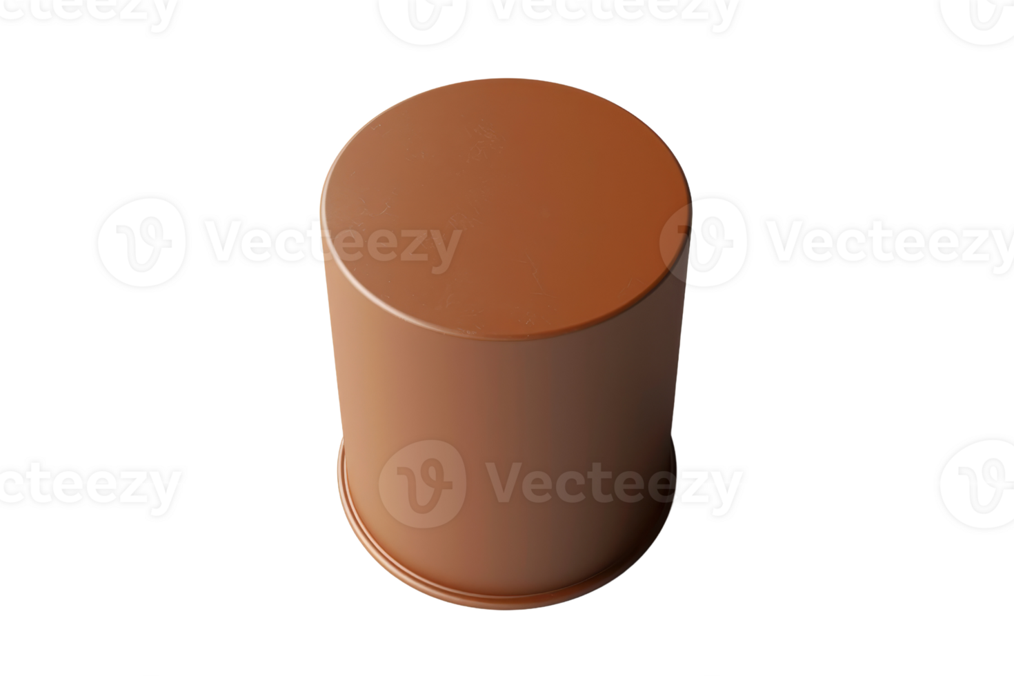 Close-up of a cylindrical, brown container with a minimalist design, isolated on a plain transparent background. Ideal for packaging or storage mockups. png