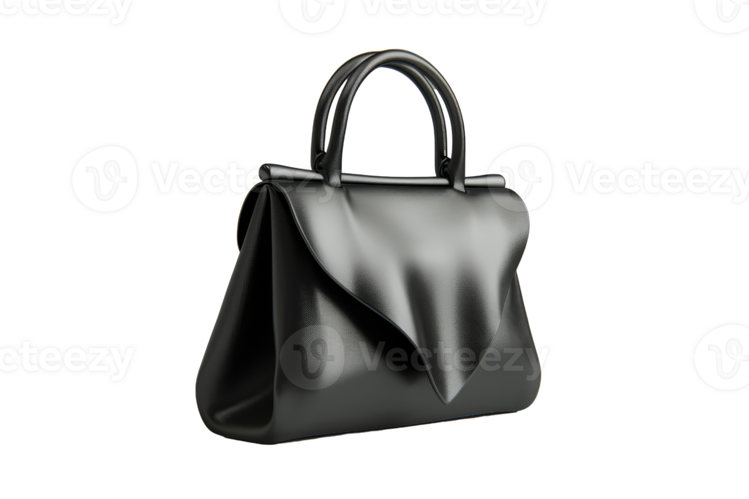 Elegant black leather handbag with a modern design, perfect for fashion-forward individuals. Ideal accessory for any stylish outfit. png