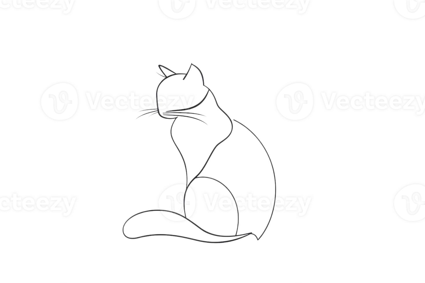 A simple line drawing of a cat in a sitting position. png