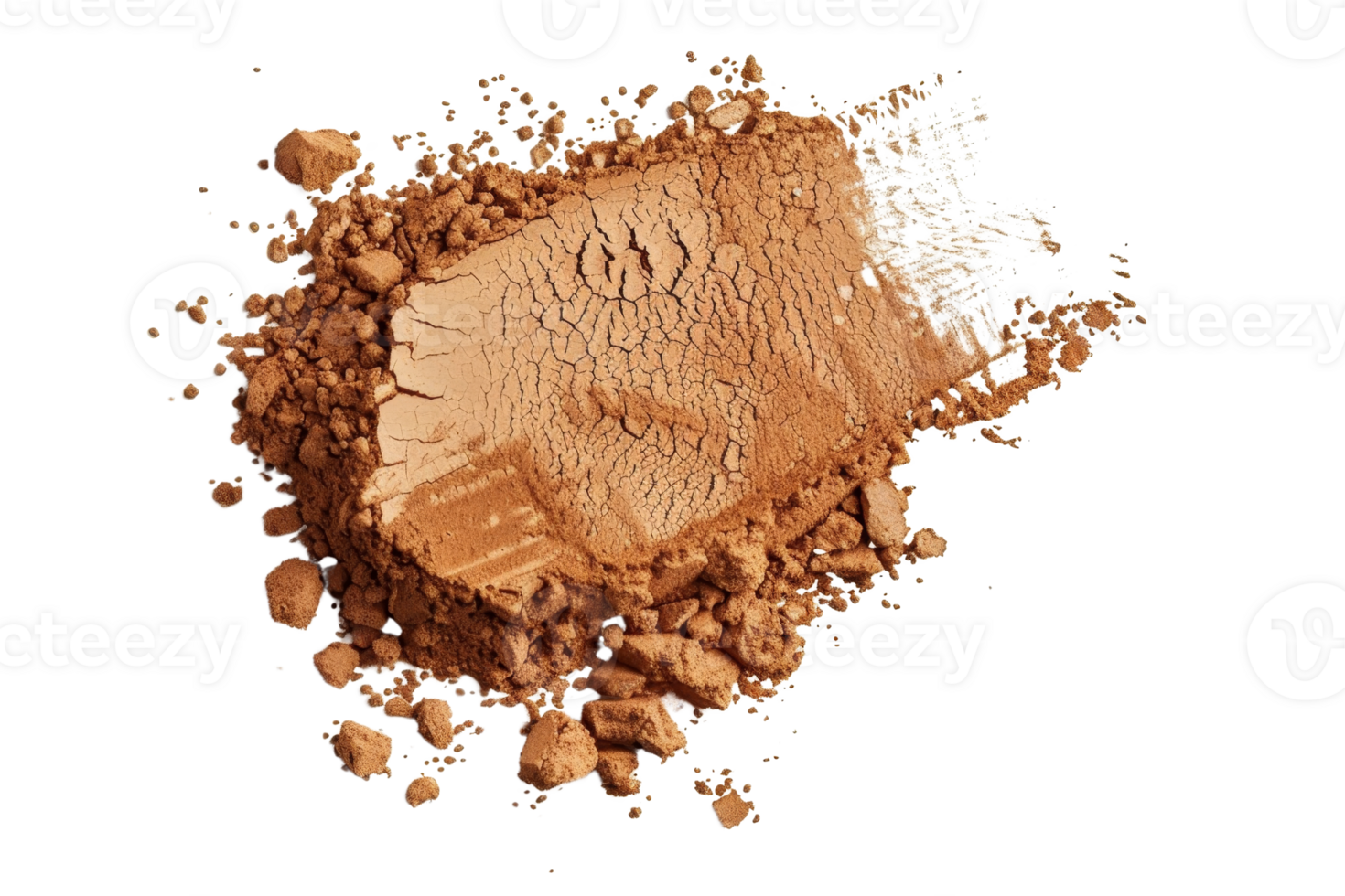 High-quality image of crushed cocoa powder isolated on transparent background. ideal for food, confectionery, or baking themed projects. png
