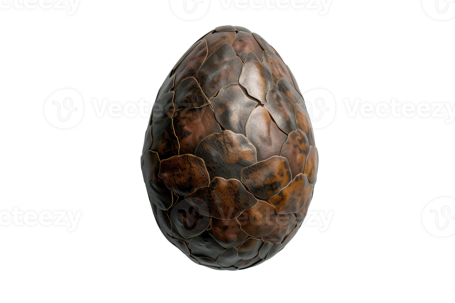 High-resolution image of a detailed dragon egg with brown and golden scales, perfect for fantasy-themed projects or storytelling. png