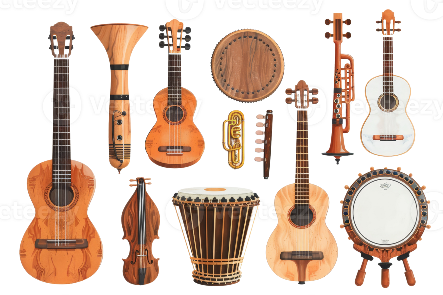 uma variedade do musical instrumentos estão acessível para comprar. png