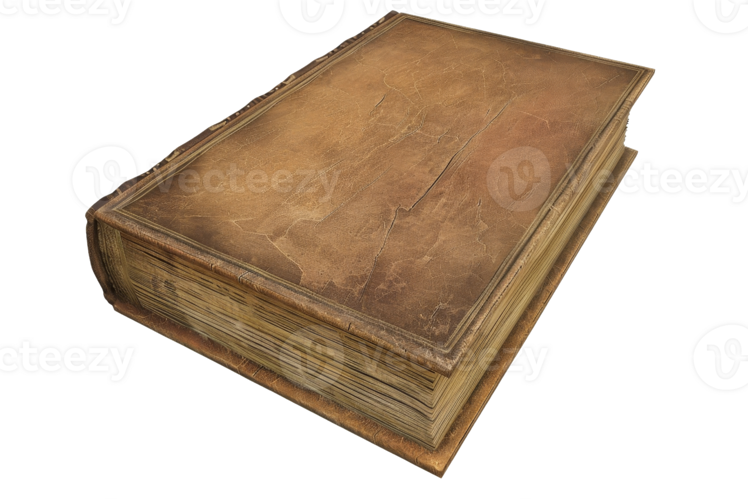 A vintage leather-bound book with worn pages, ideal for themes of history, literature, and antiquity. Perfect for educational content and enthusiasts. png