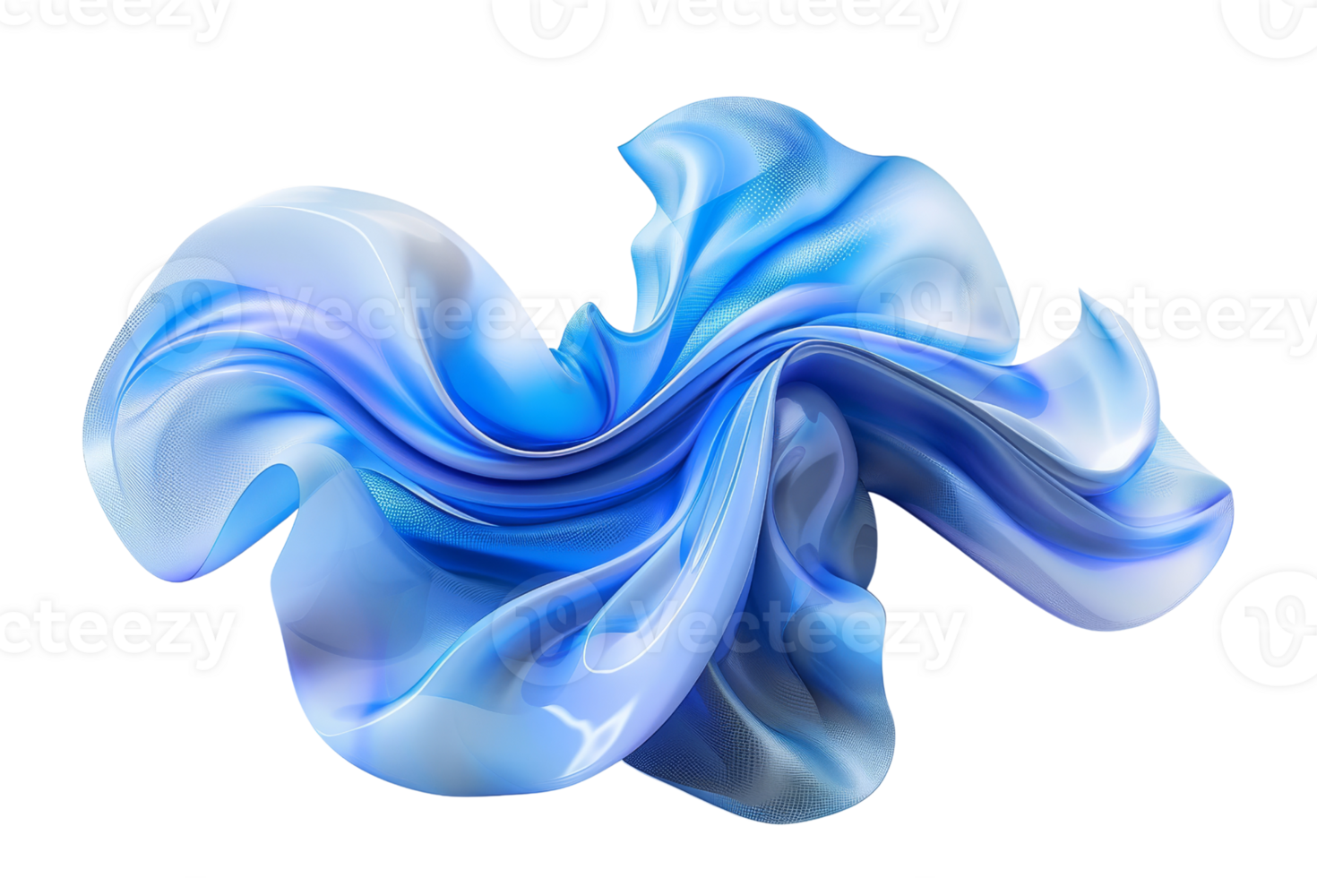 Abstract blue and white swirling digital art resembling a fluid motion or fabric. Perfect for backgrounds, presentations, or prints. png