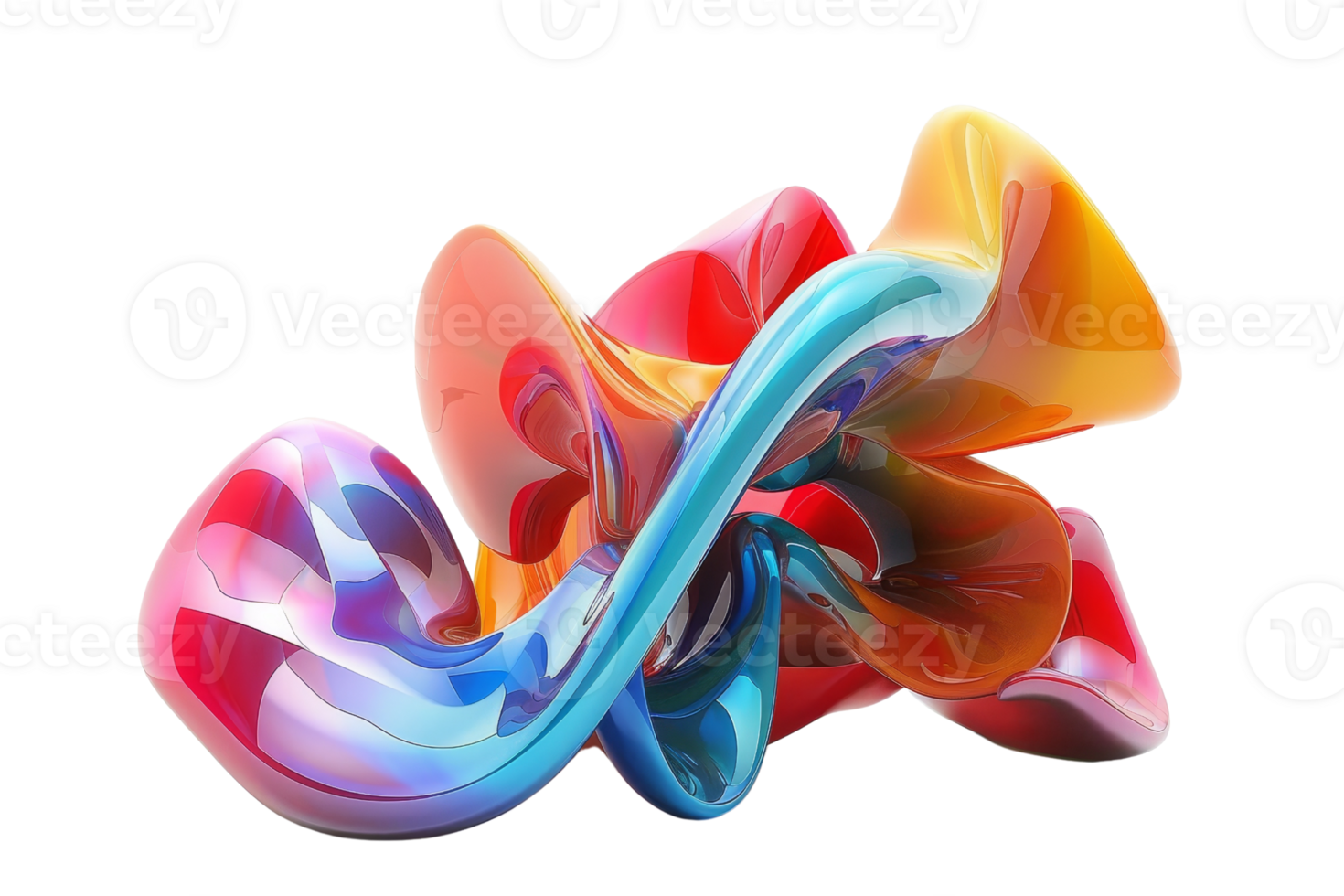 Abstract colorful 3D digital art with flowing shapes and vibrant hues, perfect for modern decor and creative design projects. png