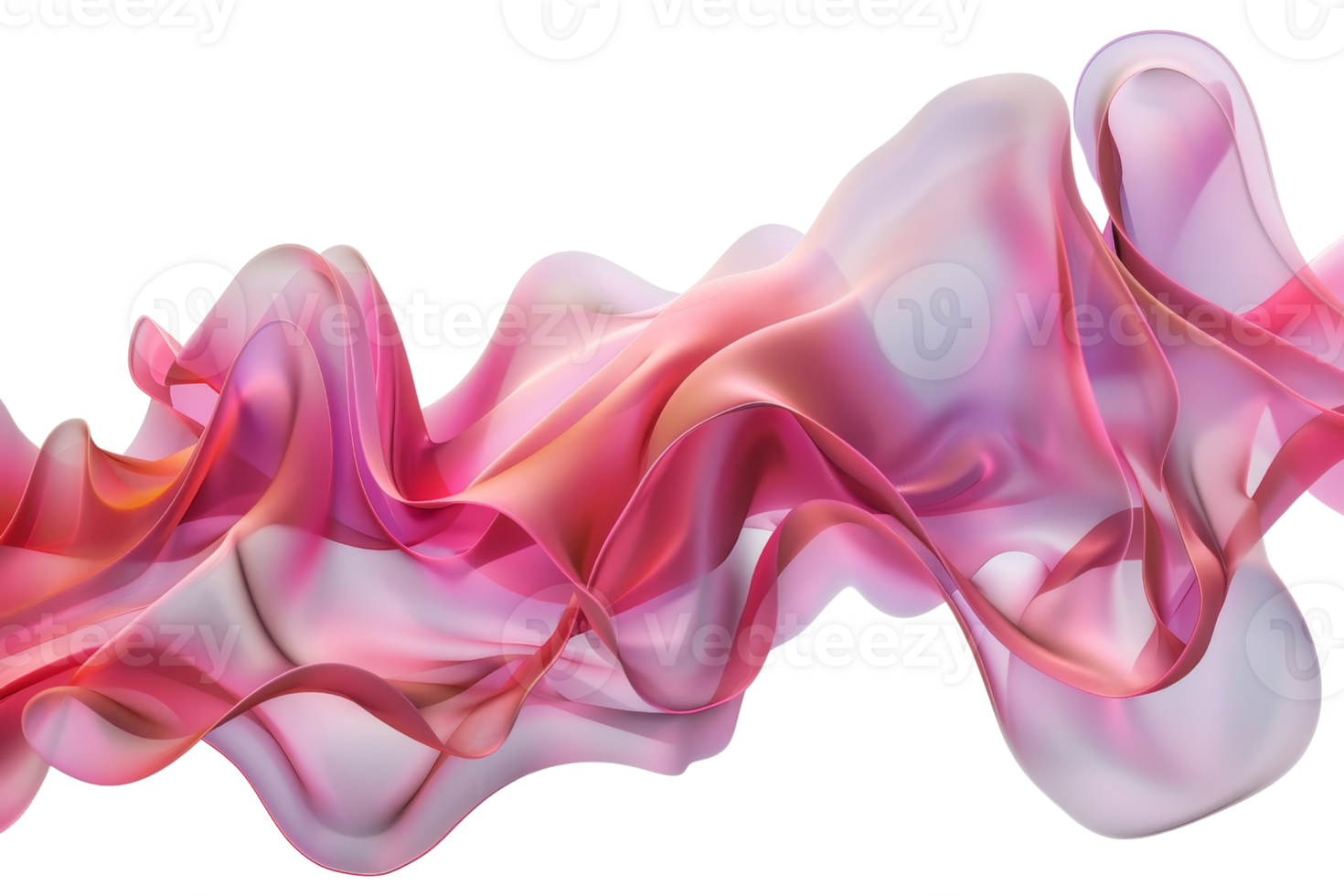 Abstract pink and purple smoke-like waves against a transparent background. creating a soft and ethereal look. Great for backgrounds or design projects. png