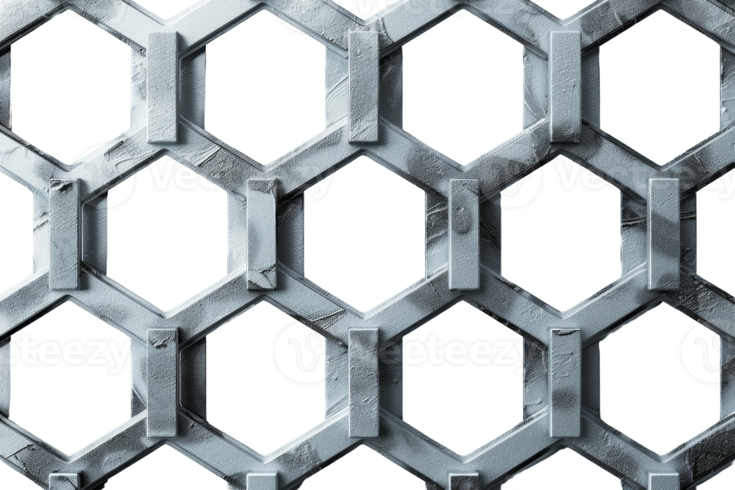 Abstract metallic hexagonal structure pattern with a modern, industrial design. Perfect for backgrounds, textures, and architectural concepts. png