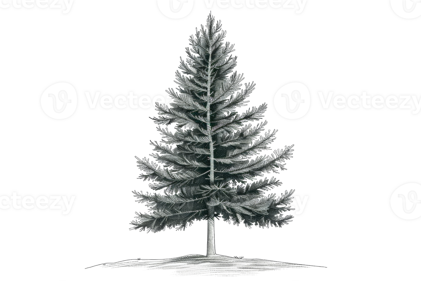 Artificial Christmas tree with white lights and silver tinsel. png