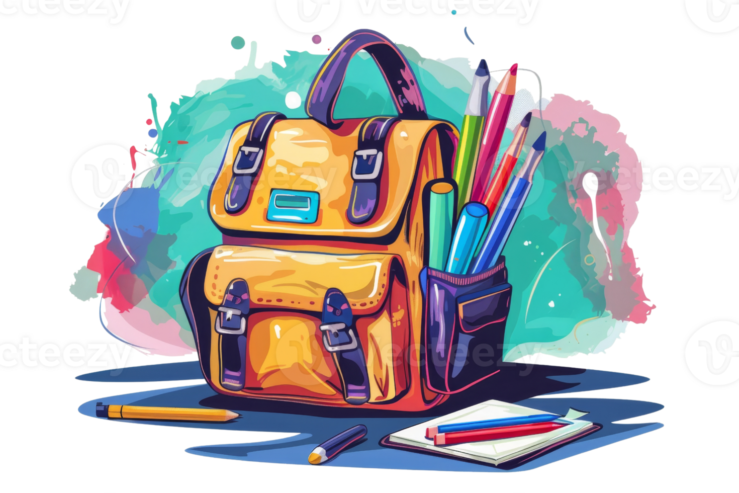 Backpack full of school supplies. png