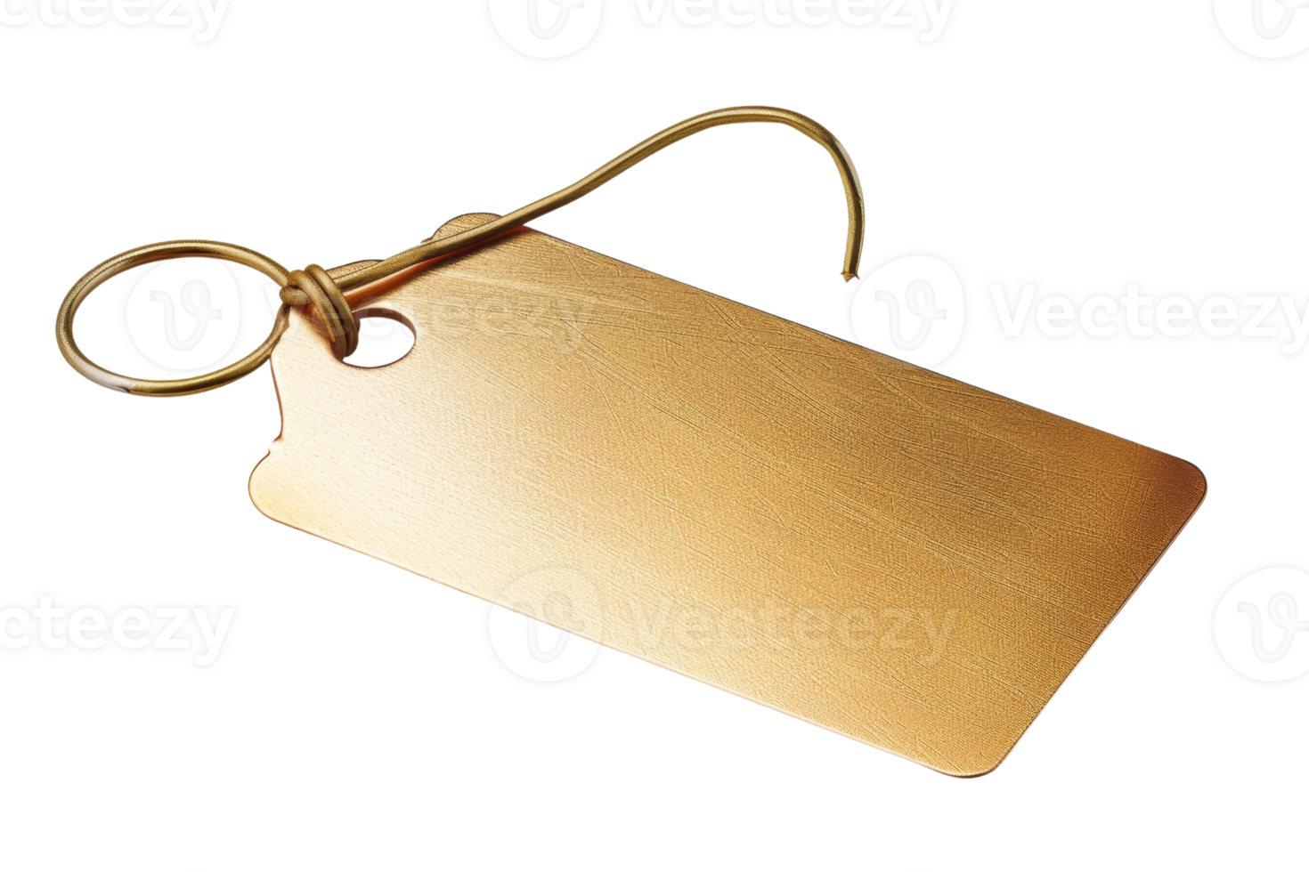 Blank golden tag isolated on transparent background. png