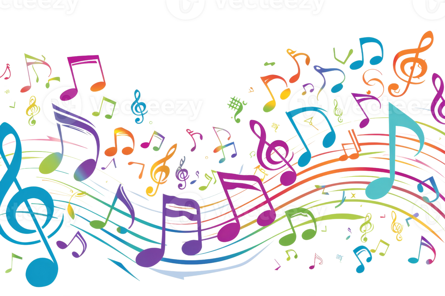 Colorful music notes. png