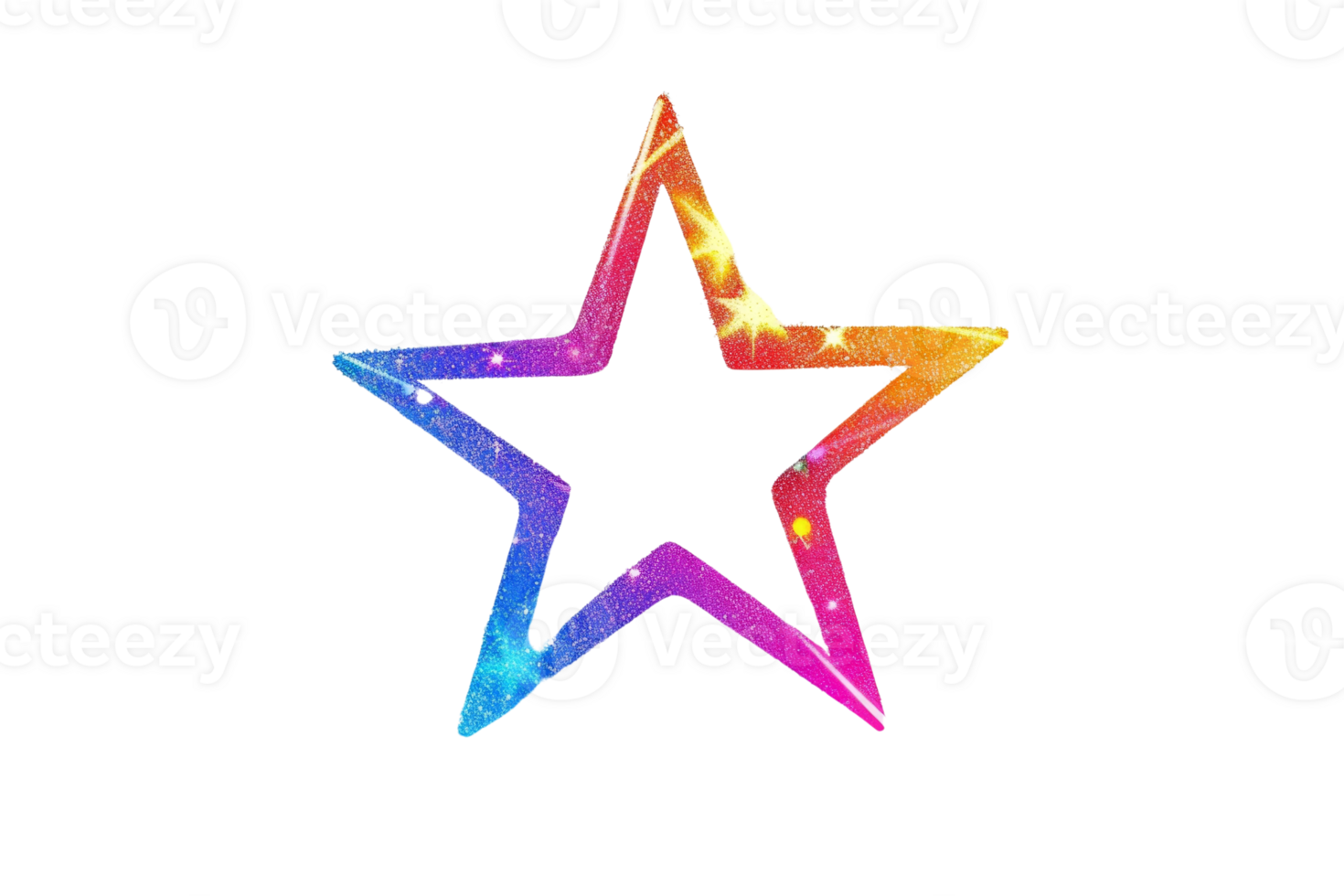 multicolor brillante neón estrella. ilustración. png