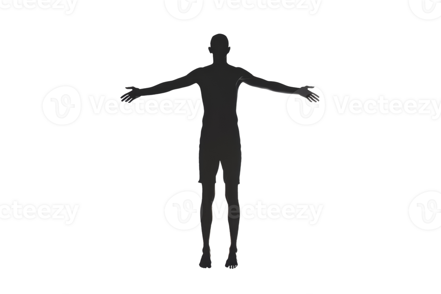 black outline of a person standing with their arms outstretched. The figure is surrounded by a grid of colored dots. png