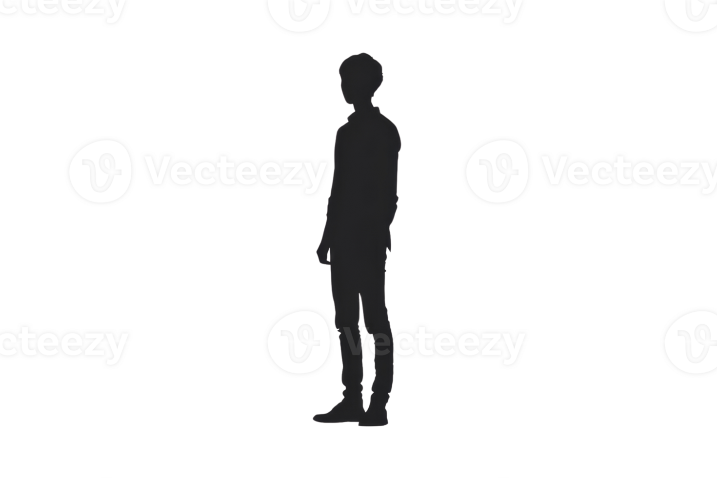 black silhouette of a person standing with feet shoulder-width apart, arms at sides. png