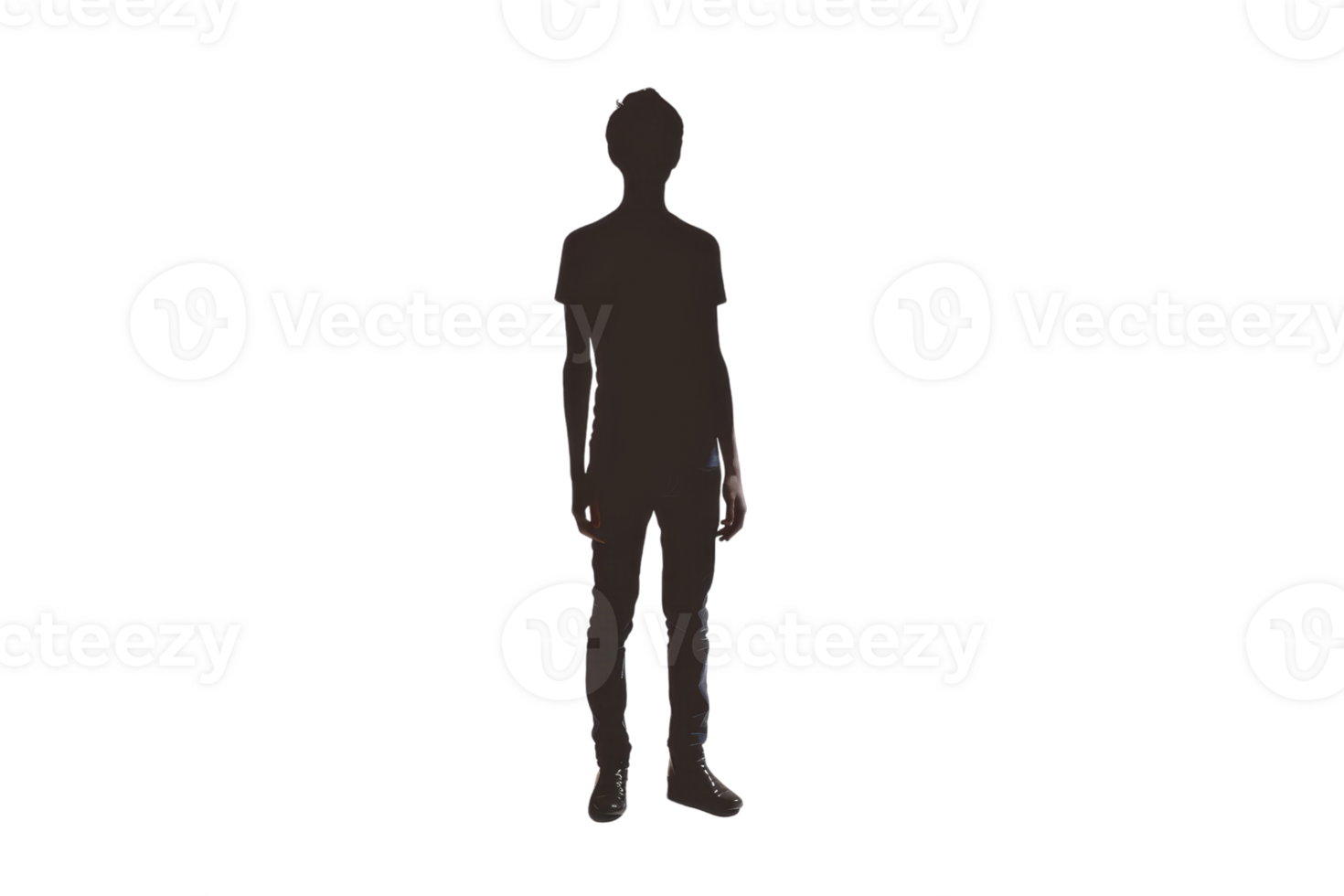 black silhouette of a person standing with their feet shoulder-width apart and their arms at their sides png