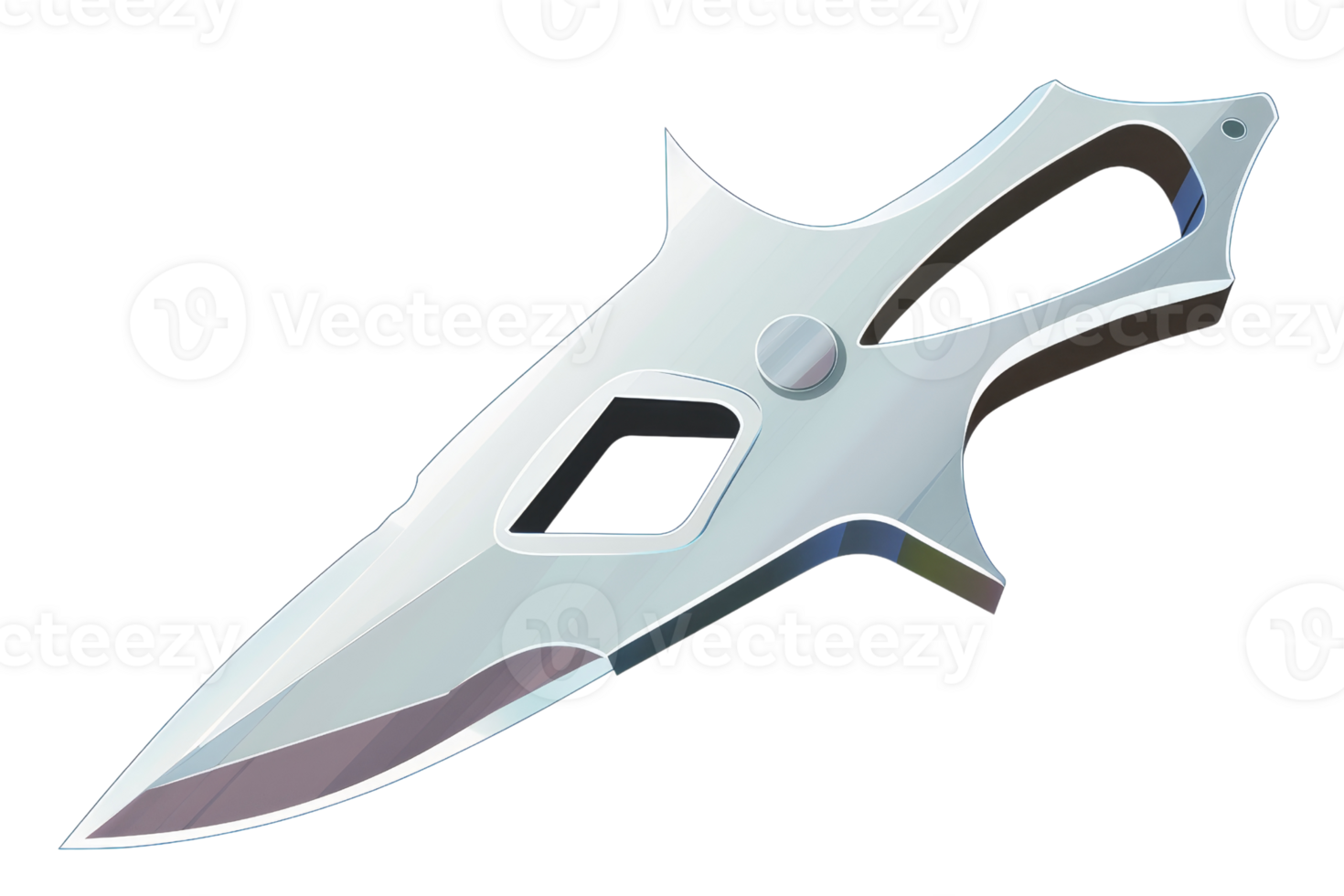 throwing knife. It has a silver blade and a black handle. The blade is double-edged and has a pointed tip. The png