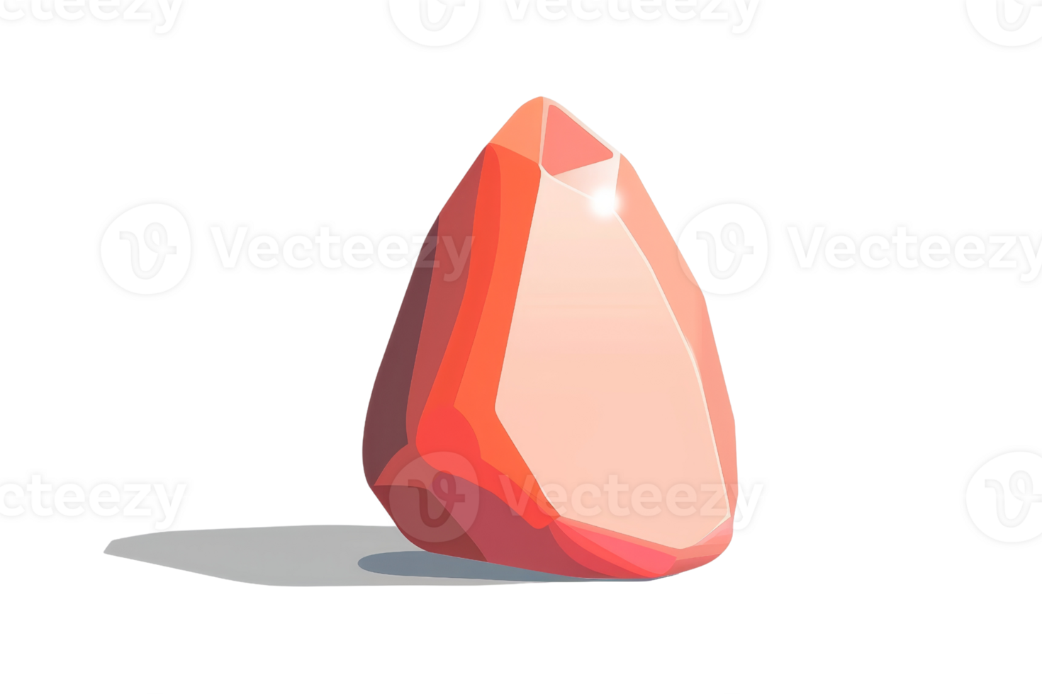 realistic rendering of a glowing pink diamond. png