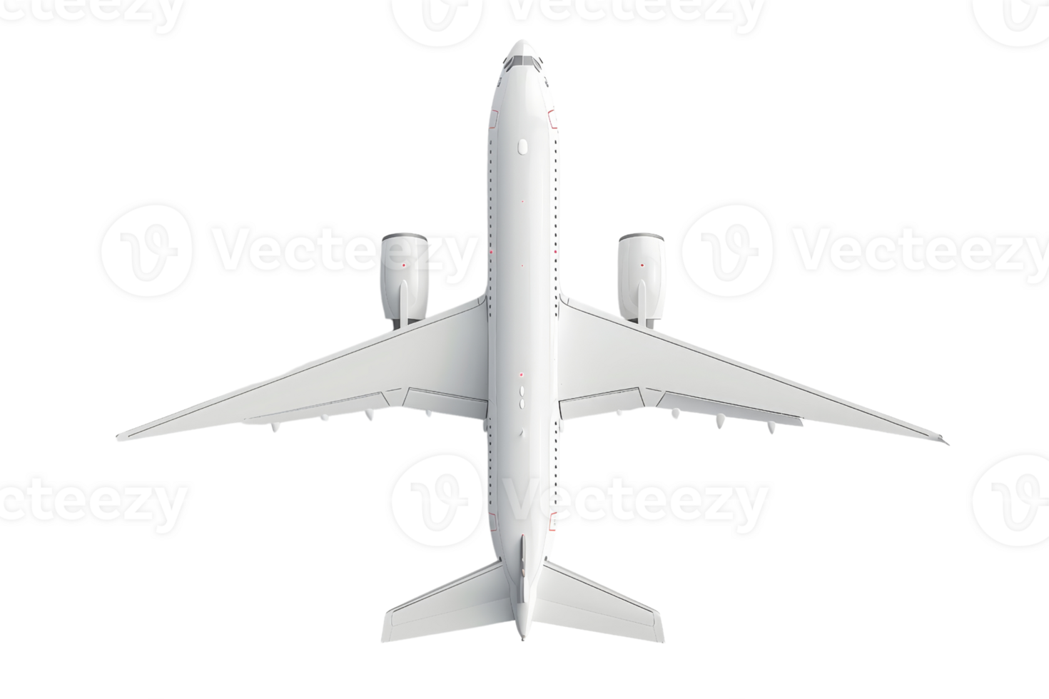 Top view of a modern white airplane on a transparent background. highlighting aviation, travel, and transportation. png