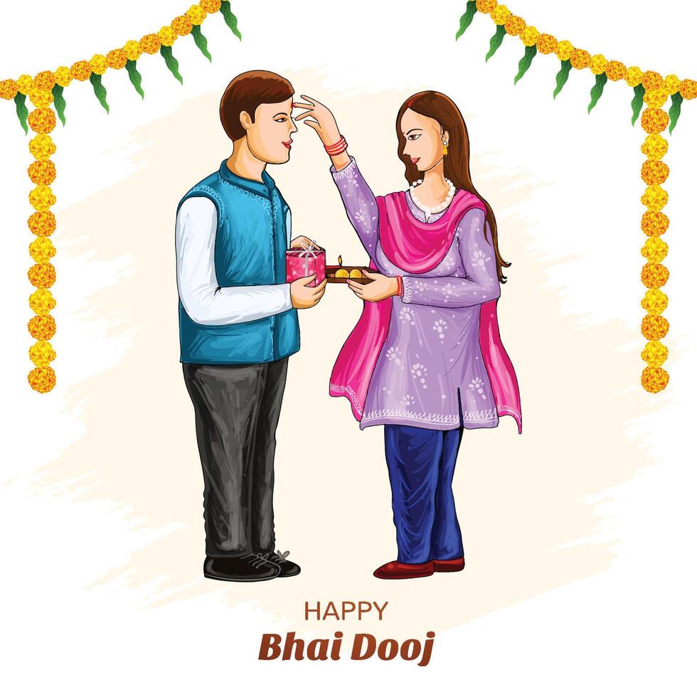 Illustration indian festival of bhai dooj celebration card background vector
