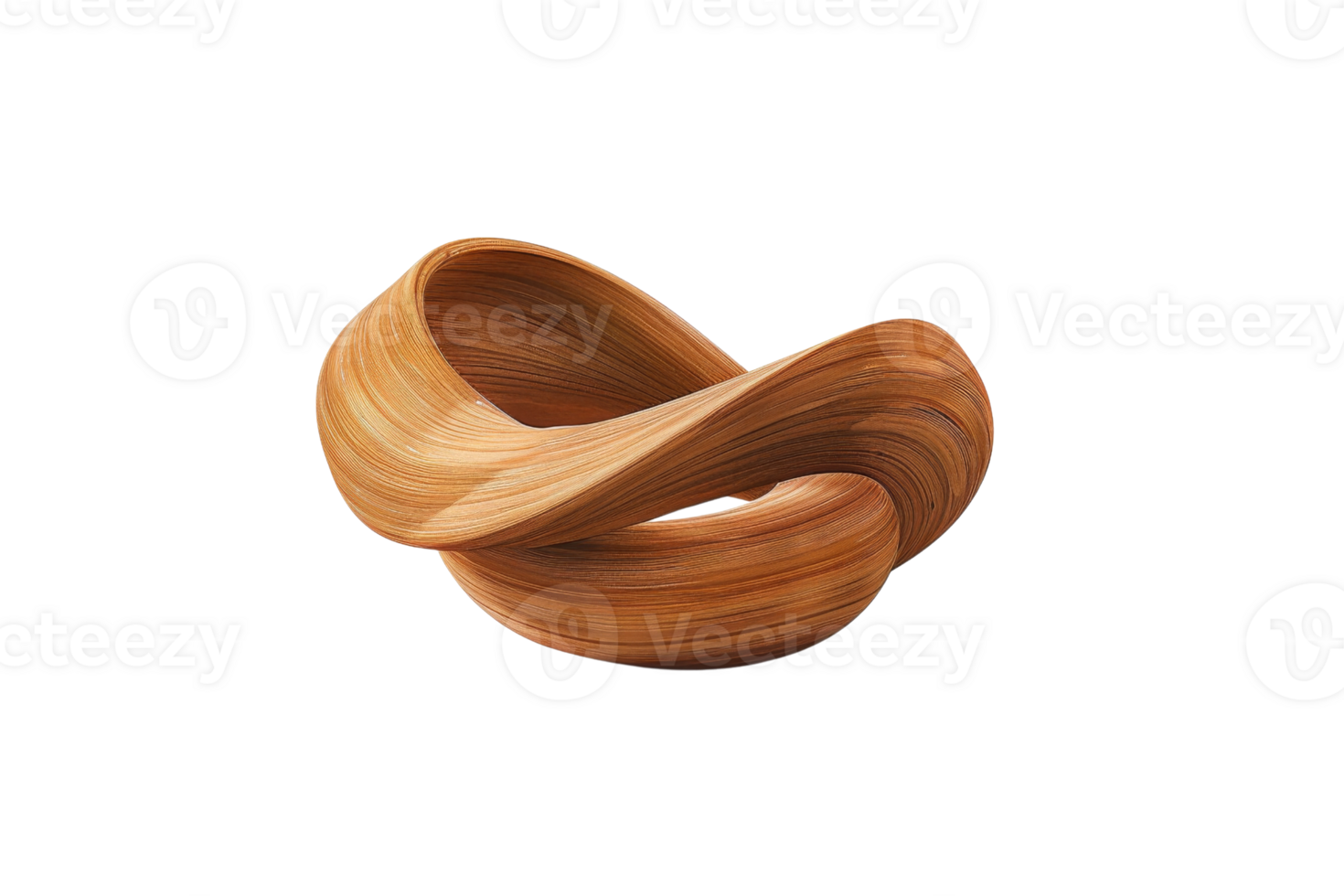 3D rendering of a wooden Mobius strip. It is a continuous surface with only one side and one edge. png