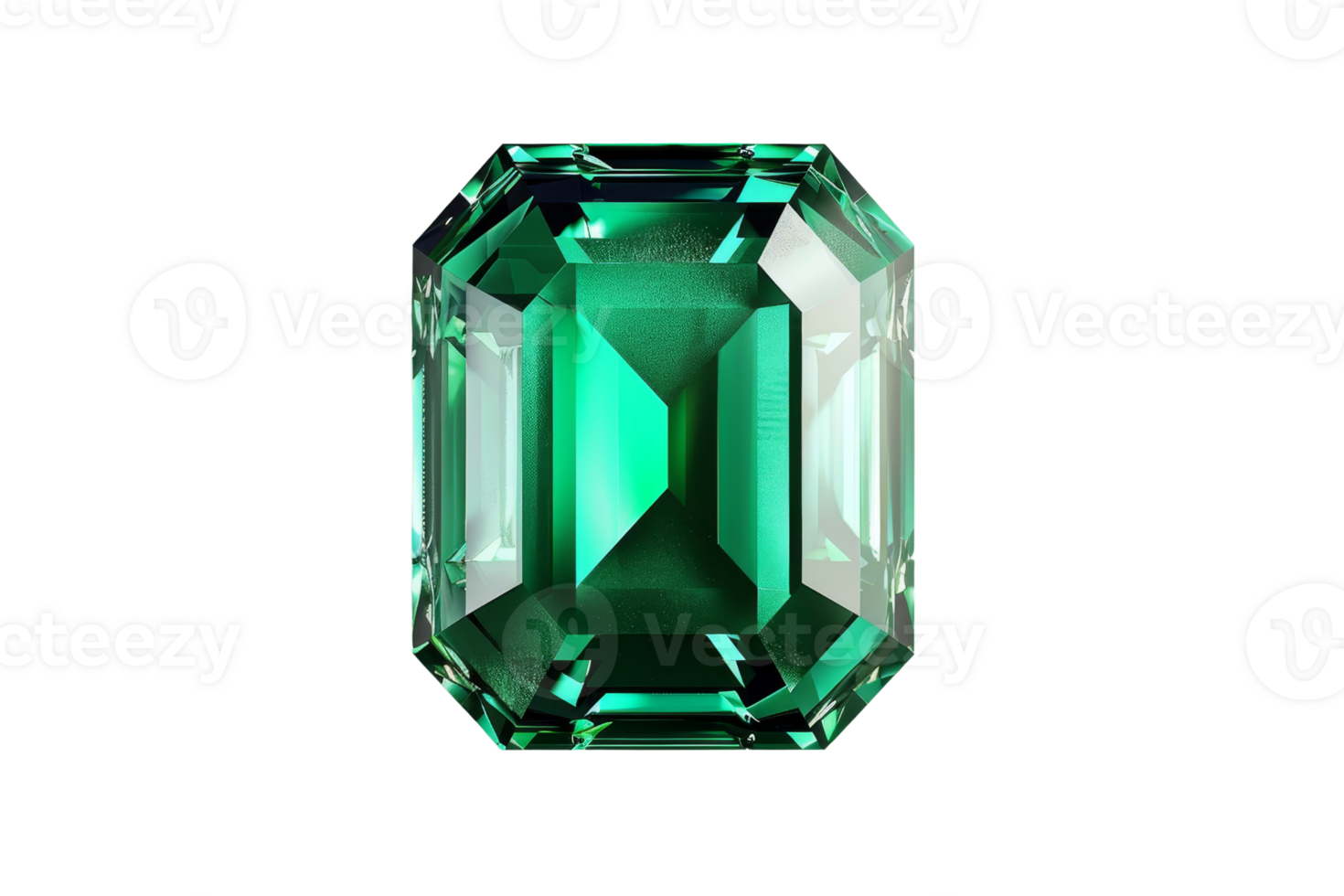 Vibrant green emerald gemstone isolated on transparent background, showcasing exquisite cut and clarity, perfect for jewelry design. png