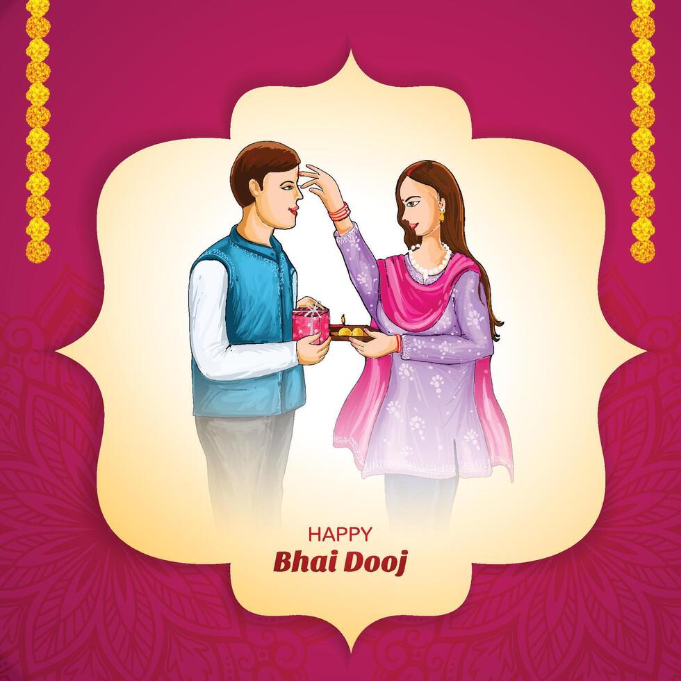 Illustration indian festival of bhai dooj celebration card background vector