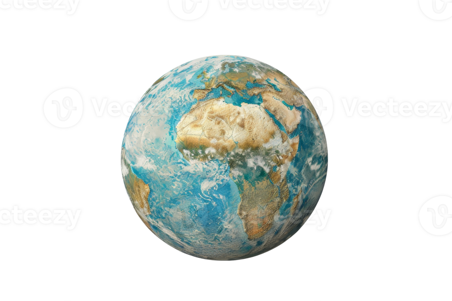 High-resolution image of planet Earth viewed from space, showing detailed continents and oceans with a focus on Europe, Africa, and Asia. png
