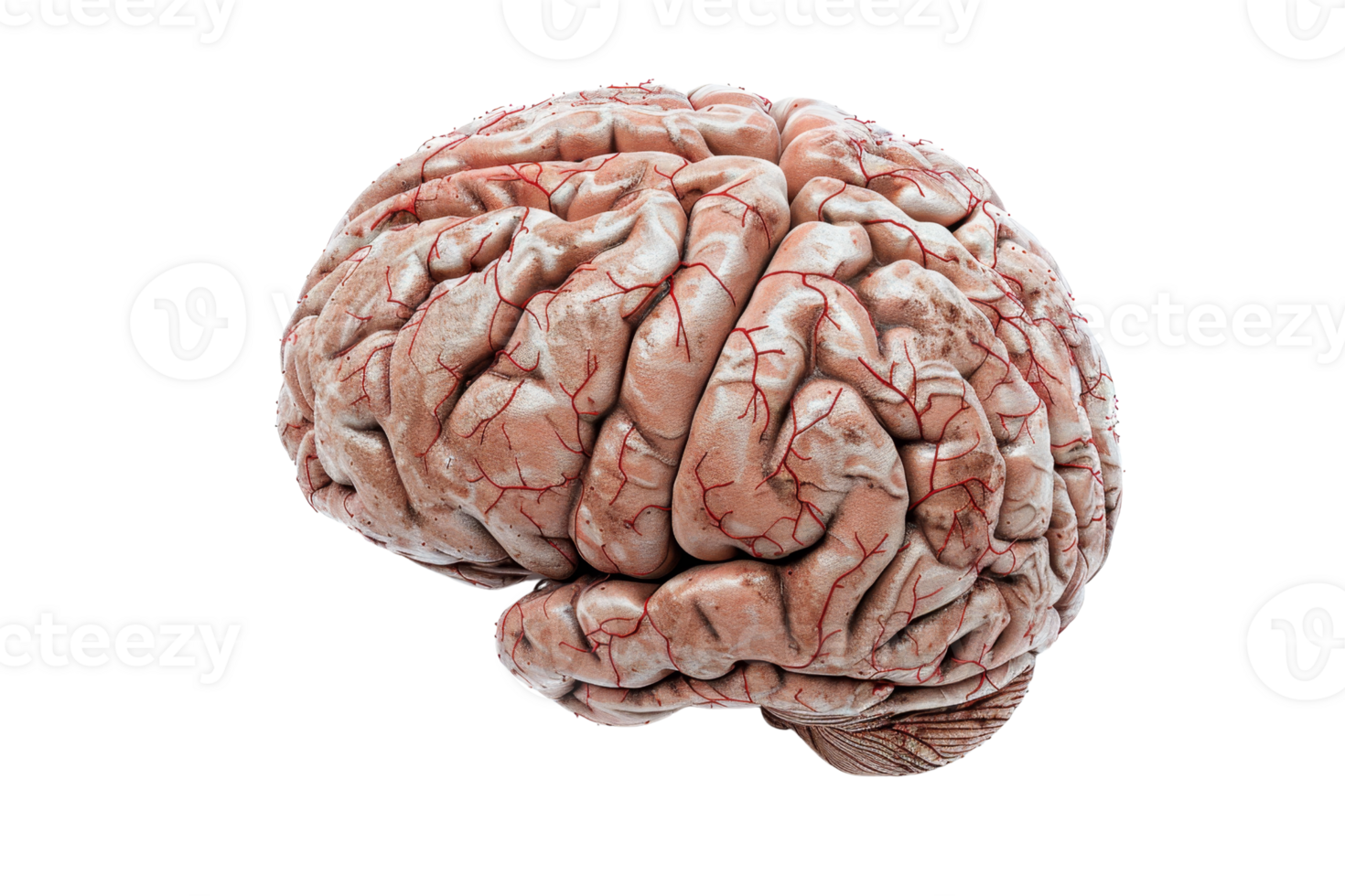 High-resolution image of a human brain showcasing its intricate details and neural structures. Ideal for medical and educational purposes. png