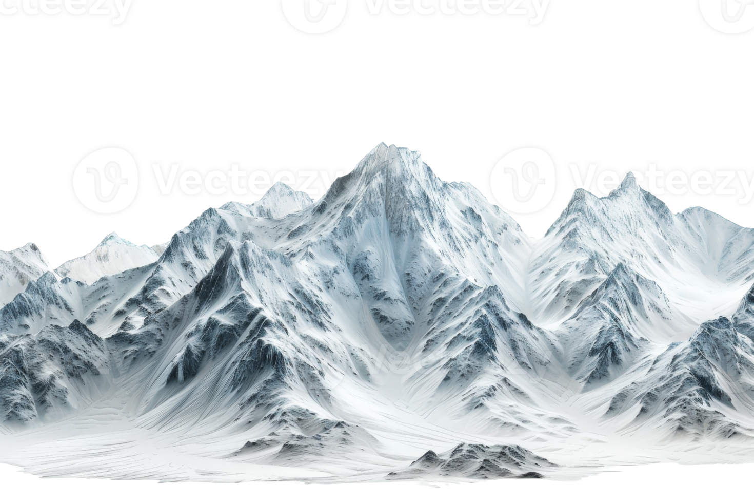 Snow-covered majestic mountains under a clear sky, showcasing the serene beauty of nature and the impressive peaks of the landscape. png