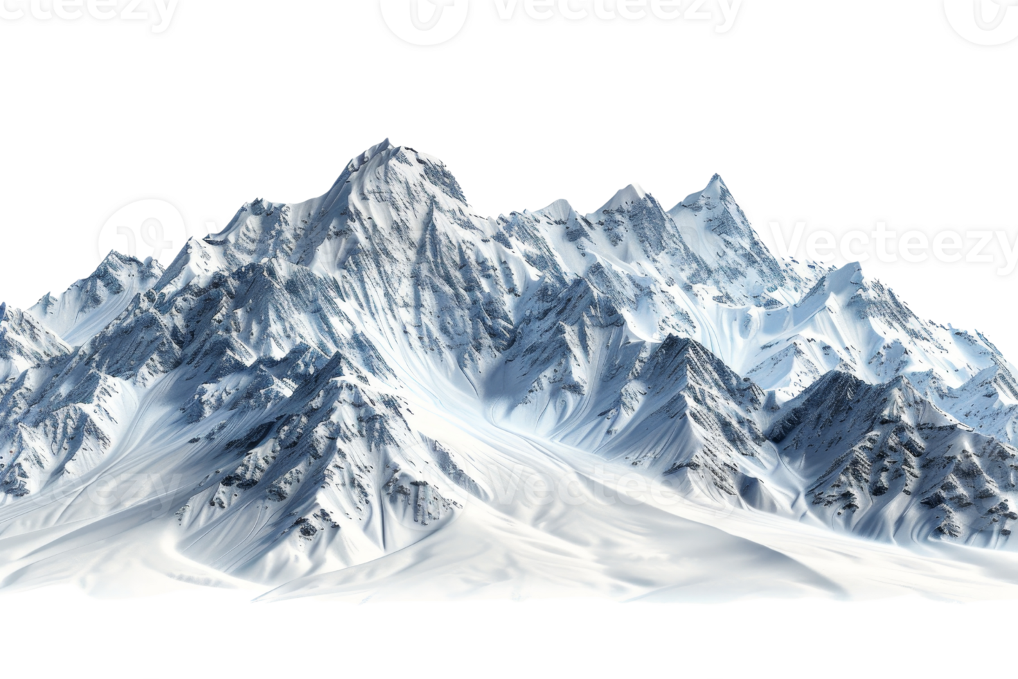 Majestic snowy mountain range with sharp peaks and clear skies. Perfect for nature, winter, and travel themes. png