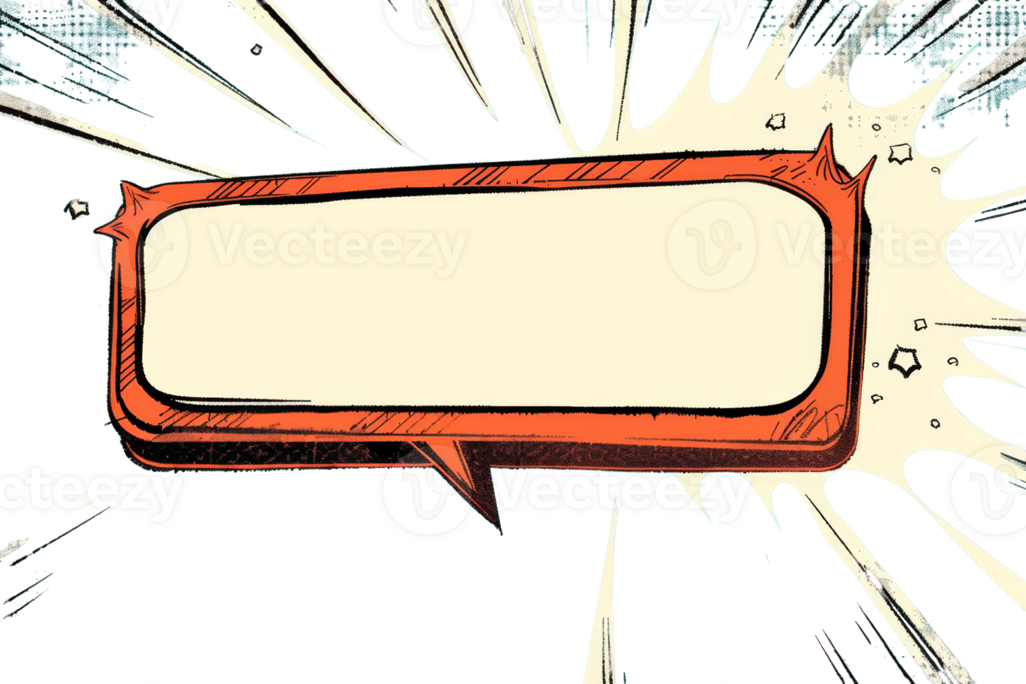 Orange and white retro comic speech bubble with halftone background. png