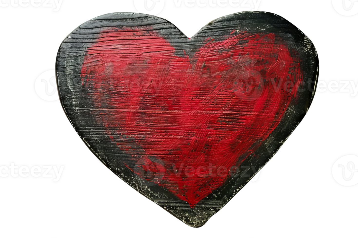 Red heart on transparent background. png