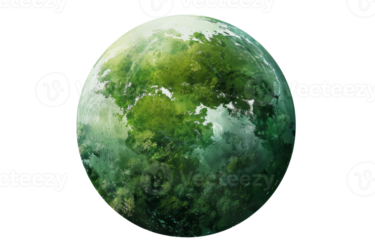 The lush green planet is a paradise, with towering trees and sparkling water. png
