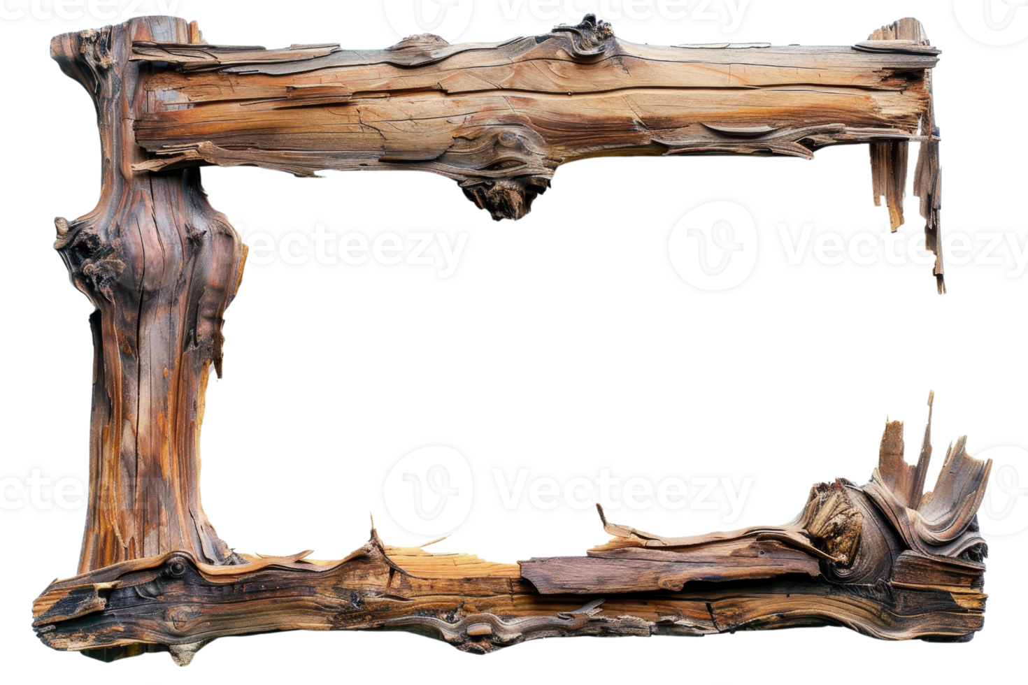 wooden frame with a natural rough texture, suitable for rustic home decor. png