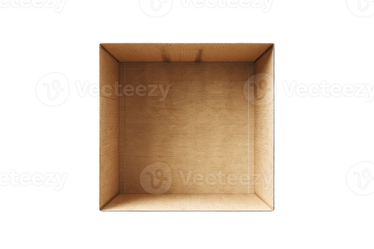 Top view of an empty cardboard box on a transparent background. perfect for shipping, storage, or packing purposes. png