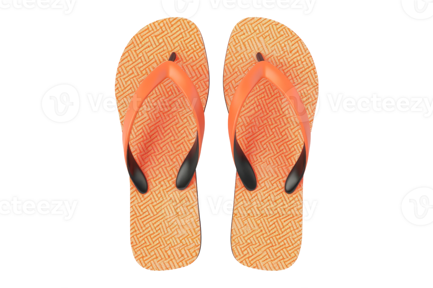 Top view of bright orange flip flops isolated on transparent background. ideal for summer vacation, beach trips, and casual wear. png