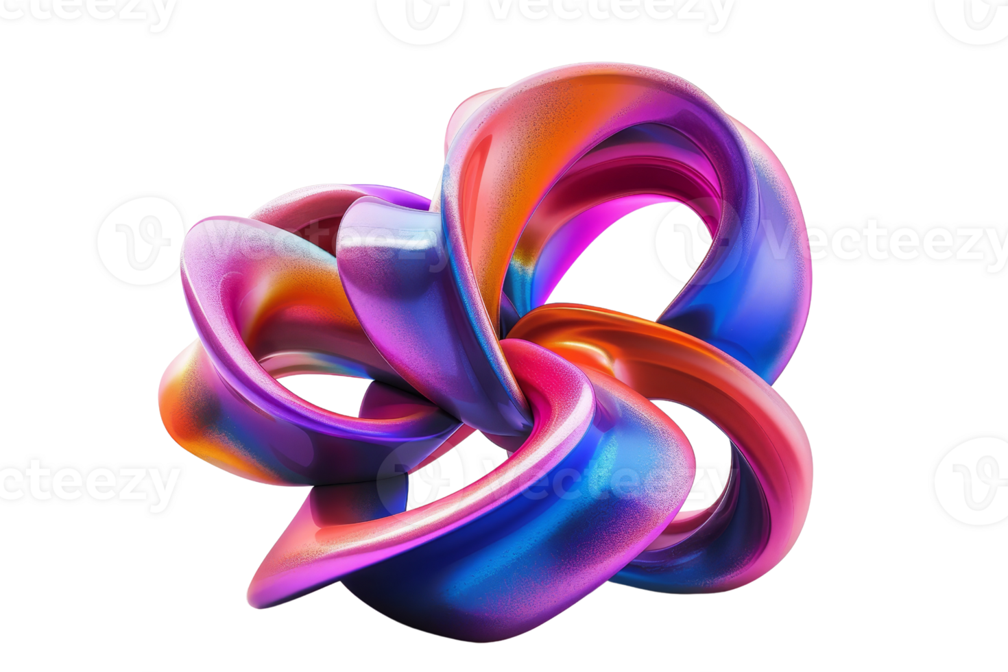 Vibrant abstract 3D shape with intertwining colorful ribbons creating a dynamic and modern design, perfect for creative projects. png