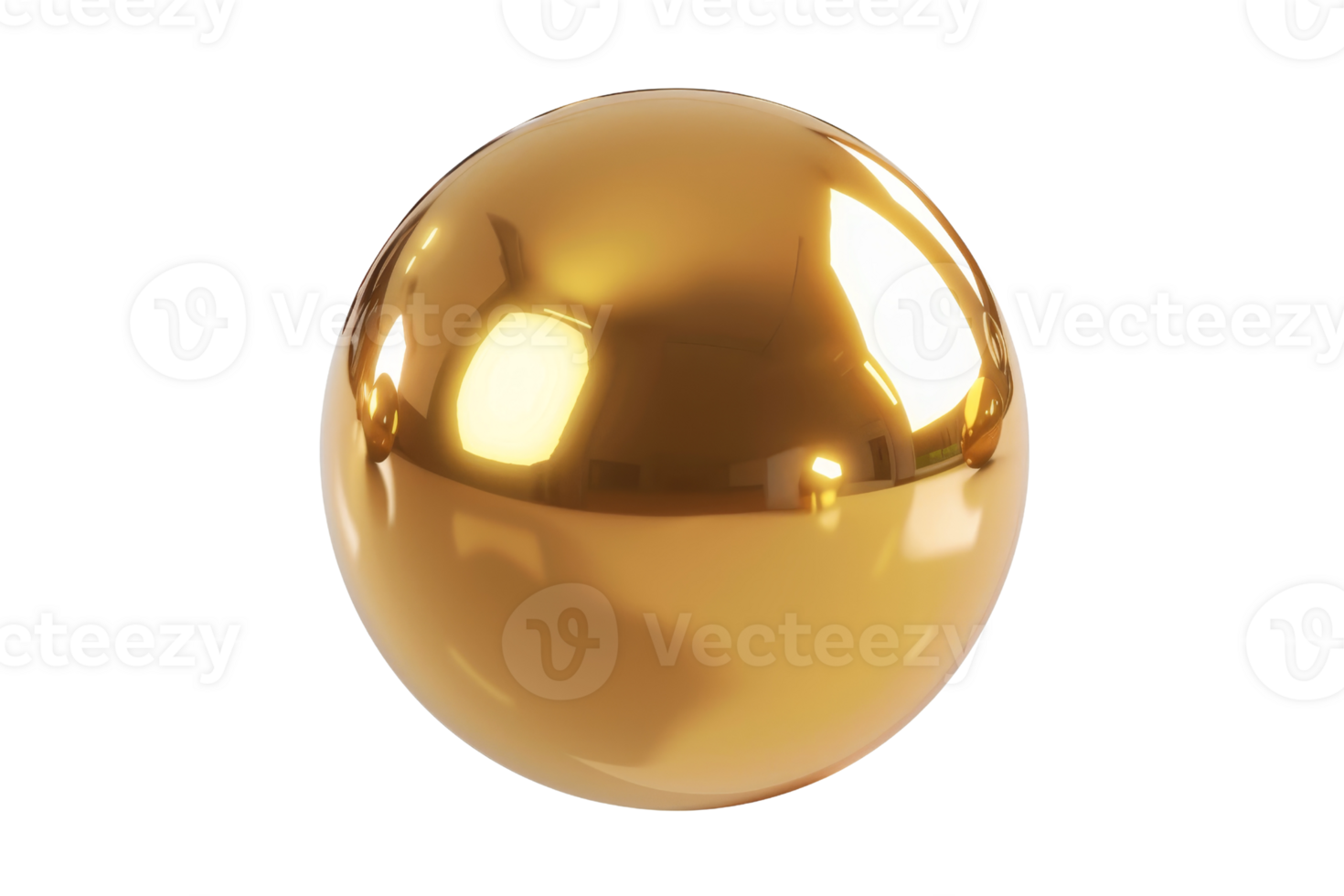 3D rendering of a gold sphere on a black background. png