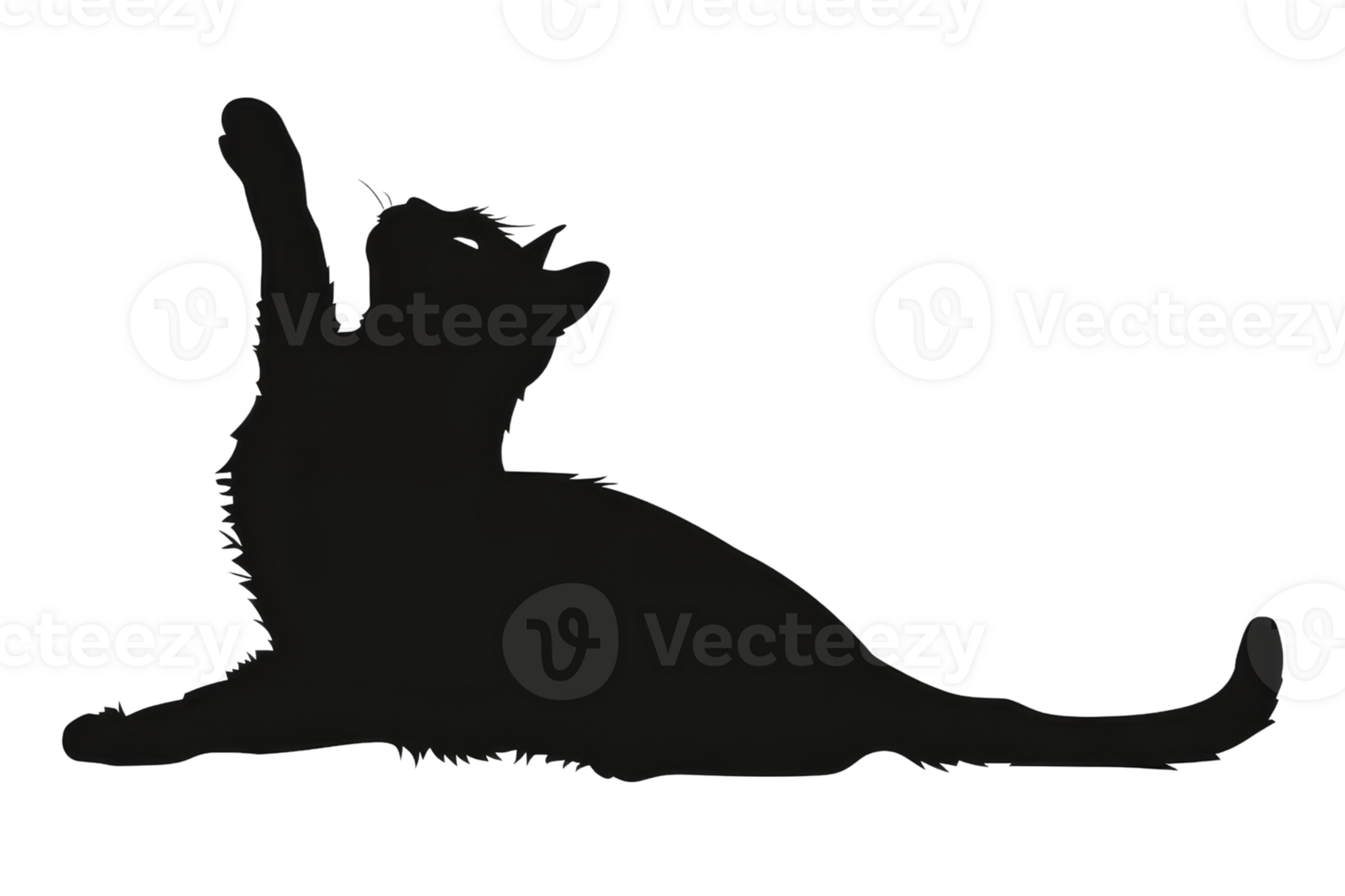 A black cat is reaching out with its paw. png