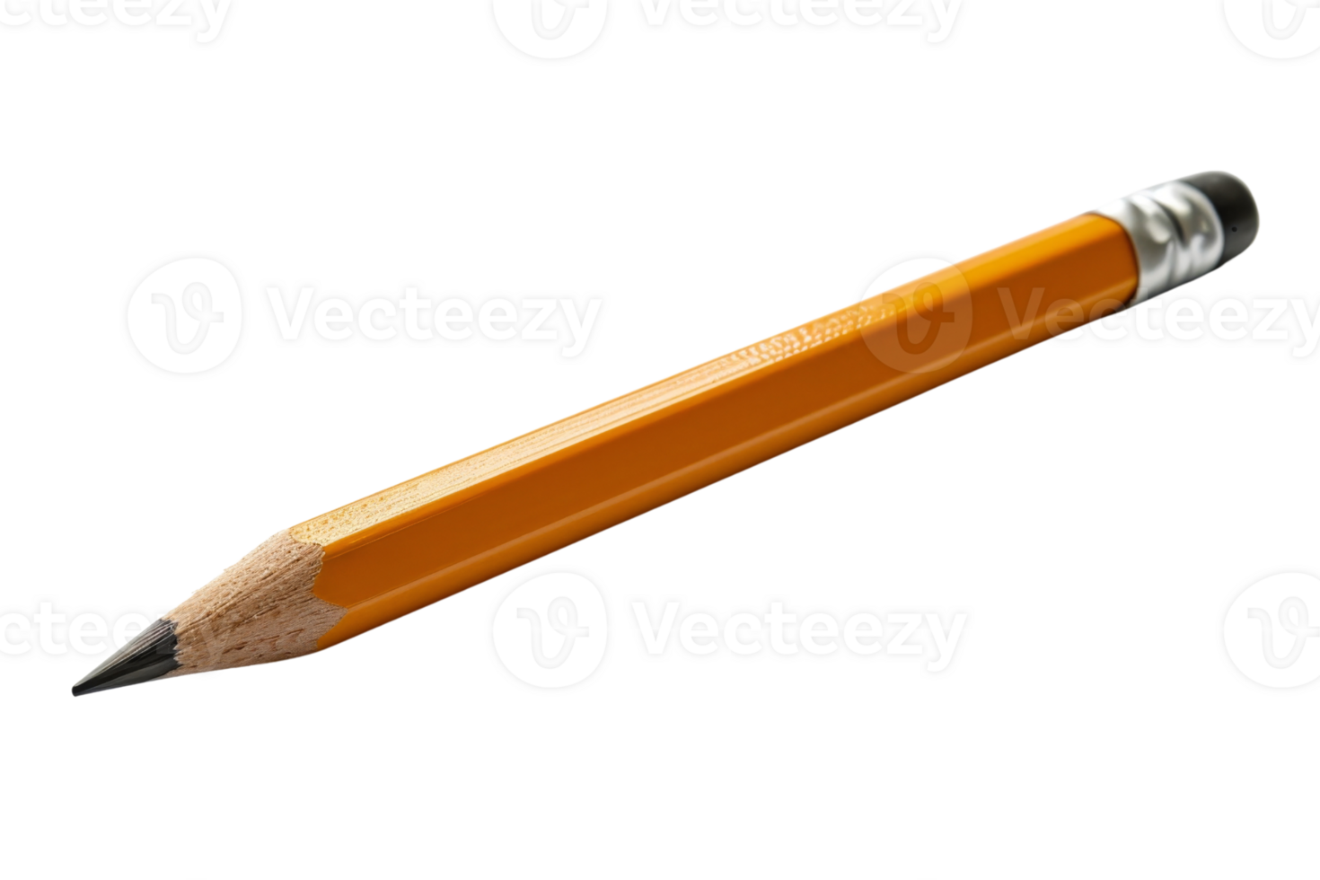 A yellow sharpened pencil with an eraser on the end. png