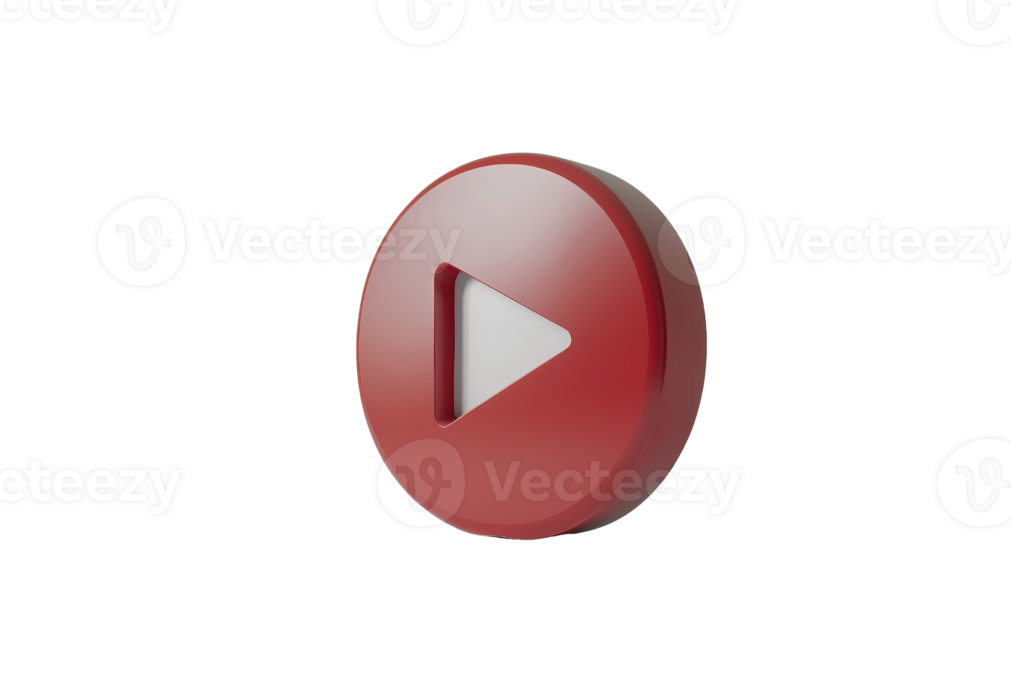 Red play button isolated on transparent background. png