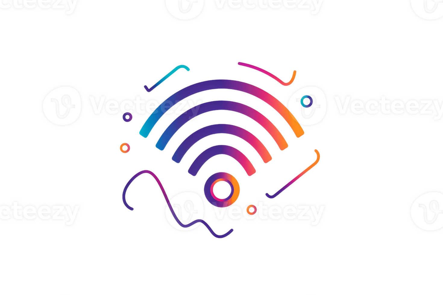 This is a neon illustration of a Wi-Fi symbol png