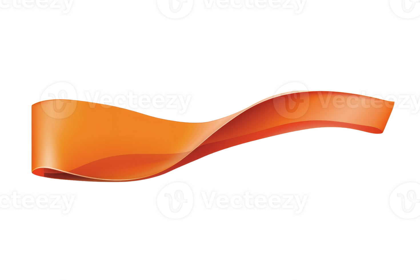 Orange abstract shape resembling a ribbon, suitable for use as a logo or graphic element. png