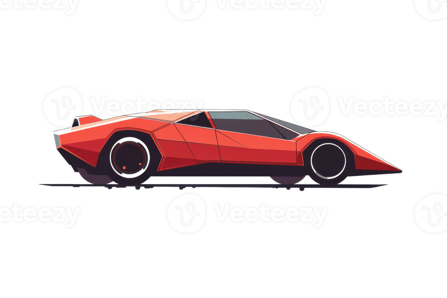 The red sports car is isolated on a transparent background png