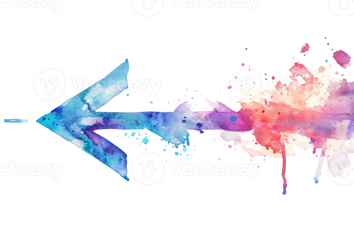 Colorful watercolor arrow pointing to the left. png