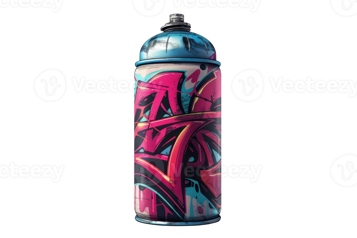 Spray paint can with graffiti-covered. png