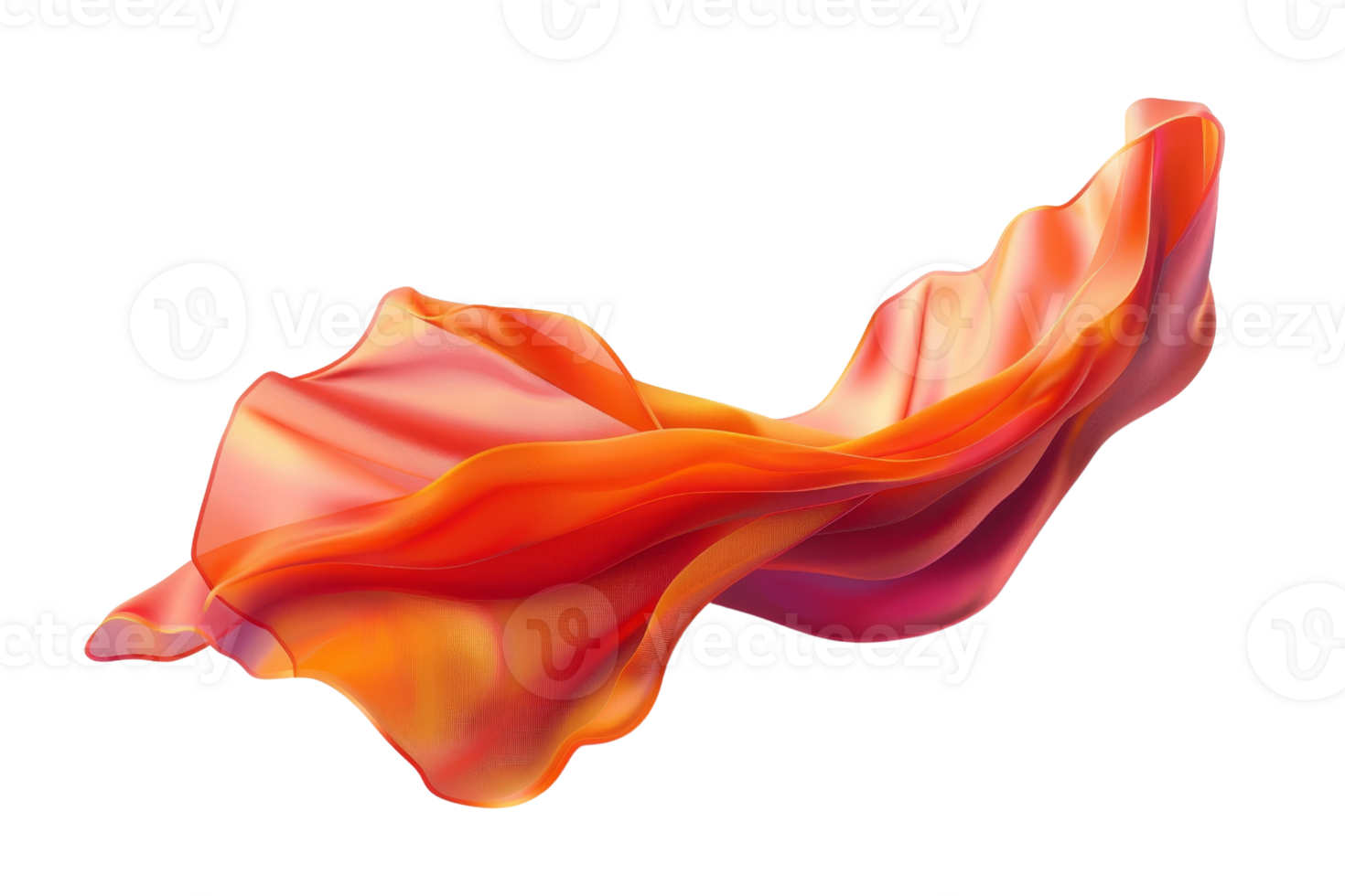 Red orange silk isolated on transparent background. png