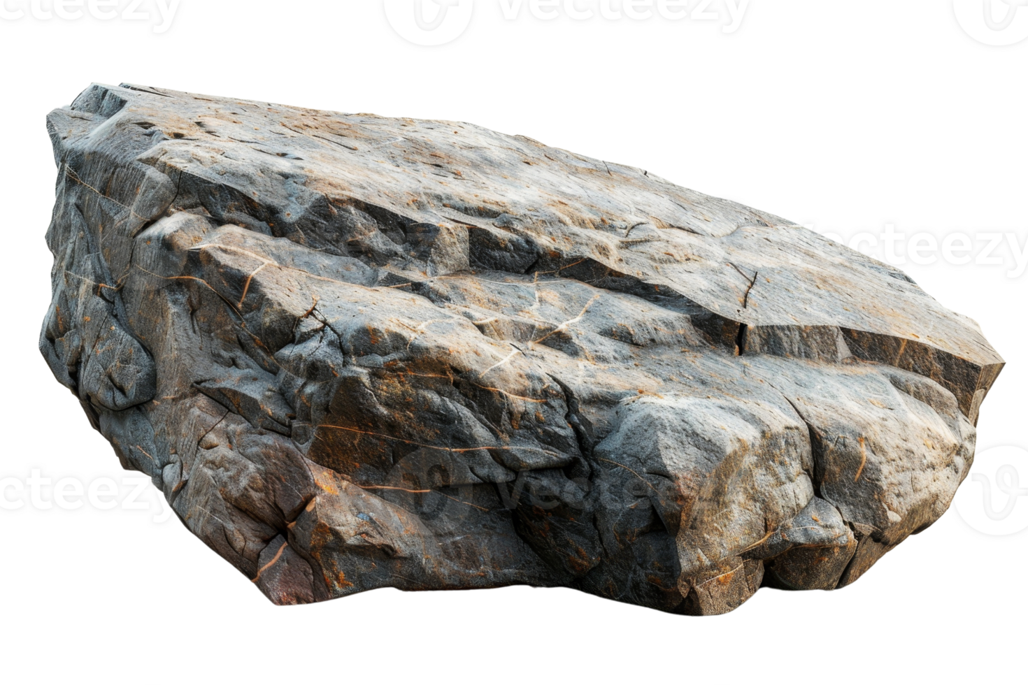 A large rock with a rough surface and a few cracks. The rock is grey and he is weathered png